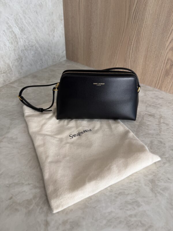 Saint Laurent Paris Zip-Up Mini Shoulder Bag Black