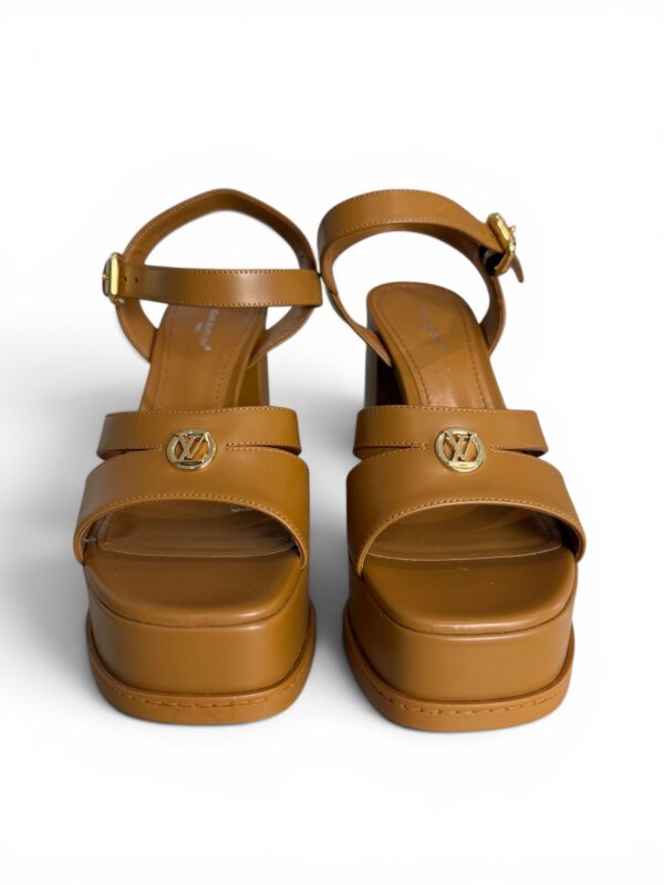 Louis Vuitton Maya Heeled Platform Sandal Tan