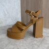 Louis Vuitton Maya Heeled Platform Sandal Tan