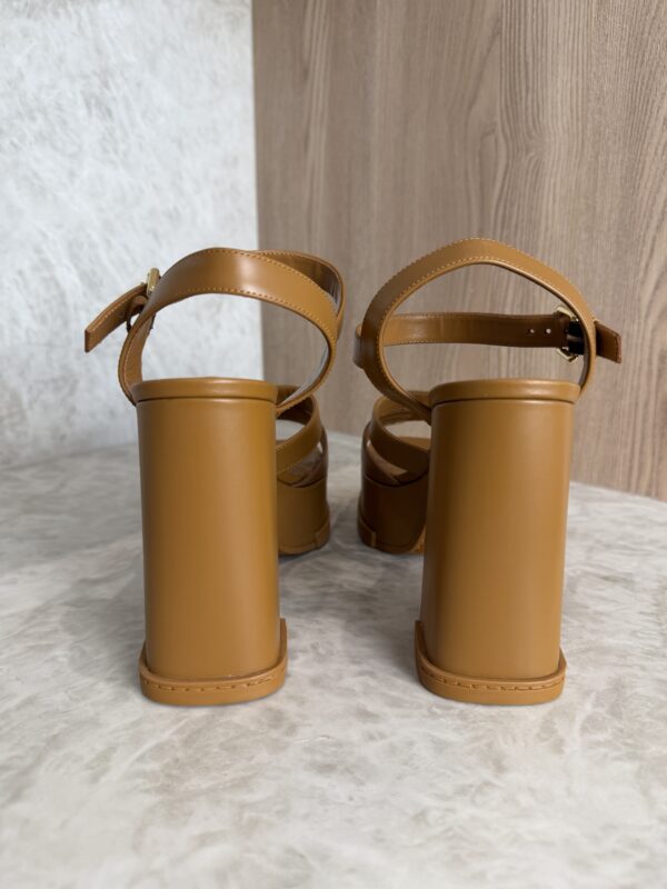 Louis Vuitton Maya Heeled Platform Sandal Tan