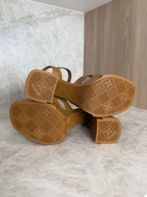 Louis Vuitton Maya Heeled Platform Sandal Tan