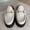 Gucci Horsebit Accent Leather Slides Size 38.5 White