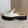 Gucci Horsebit Accent Leather Slides Size 38.5 White