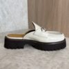 Gucci Horsebit Accent Leather Slides Size 38.5 White