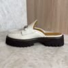 Gucci Horsebit Accent Leather Slides Size 38.5 White