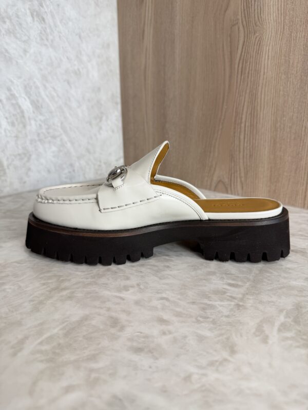Gucci Horsebit Accent Leather Slides Size 38.5 White