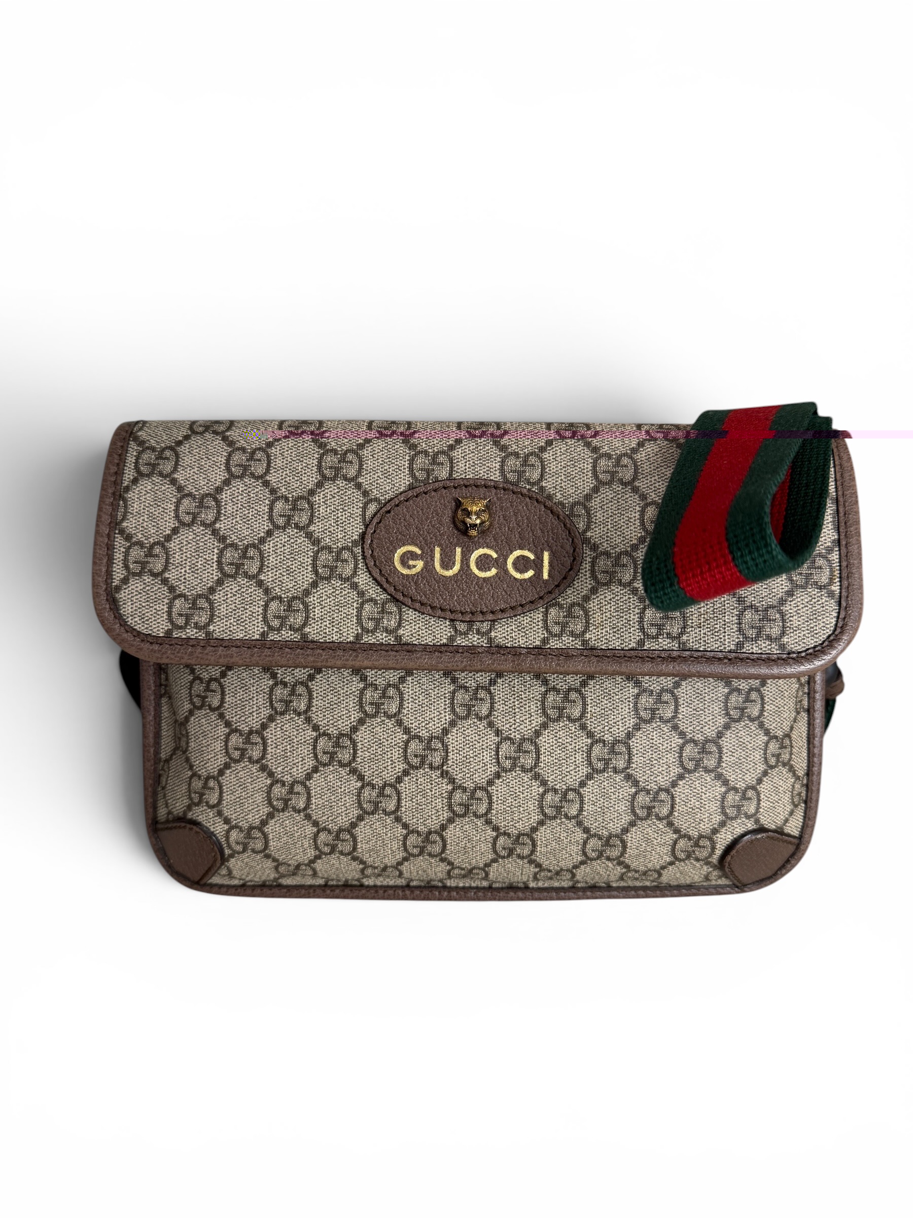 Gucci GG Supreme Monogram Neo Vintage Web Belt Bag Brown