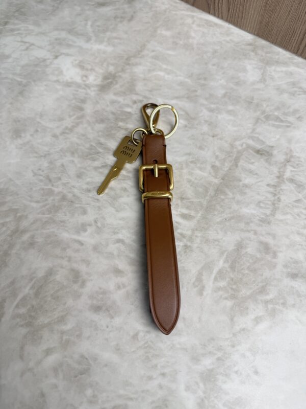Miu Miu Cognac Leather Key Ring