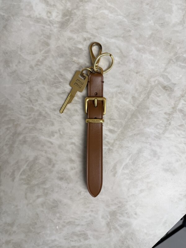 Miu Miu Cognac Leather Key Ring