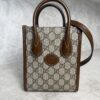Gucci GG Supreme Monogram Azalea Calfskin Mini Retro Interlocking G Tote Bag Beige Ebony Brown Sugar