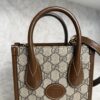 Gucci GG Supreme Monogram Azalea Calfskin Mini Retro Interlocking G Tote Bag Beige Ebony Brown Sugar
