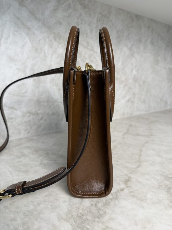 Gucci GG Supreme Monogram Azalea Calfskin Mini Retro Interlocking G Tote Bag Beige Ebony Brown Sugar