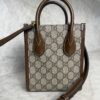 Gucci GG Supreme Monogram Azalea Calfskin Mini Retro Interlocking G Tote Bag Beige Ebony Brown Sugar