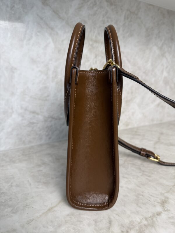 Gucci GG Supreme Monogram Azalea Calfskin Mini Retro Interlocking G Tote Bag Beige Ebony Brown Sugar