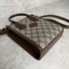 Gucci GG Supreme Monogram Azalea Calfskin Mini Retro Interlocking G Tote Bag Beige Ebony Brown Sugar