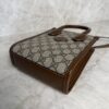 Gucci GG Supreme Monogram Azalea Calfskin Mini Retro Interlocking G Tote Bag Beige Ebony Brown Sugar