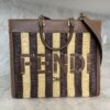 Fendi Paglia Pequin Vitello King Woven Medium Fendi Sunshine Shopper Tote Naturale Gianduia