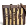 Fendi Paglia Pequin Vitello King Woven Medium Fendi Sunshine Shopper Tote Naturale Gianduia