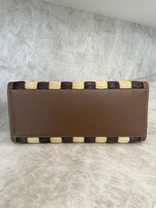Fendi Paglia Pequin Vitello King Woven Medium Fendi Sunshine Shopper Tote Naturale Gianduia