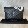 Saint Laurent (YSL) Calfskin Y Quilted Monogram Medium Loulou Chain Satchel Black and Silver Hardware