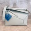 Loewe Calfskin Small Puzzle Edge Bag Frozen Silver Hardware and Loewe Anagram Charm