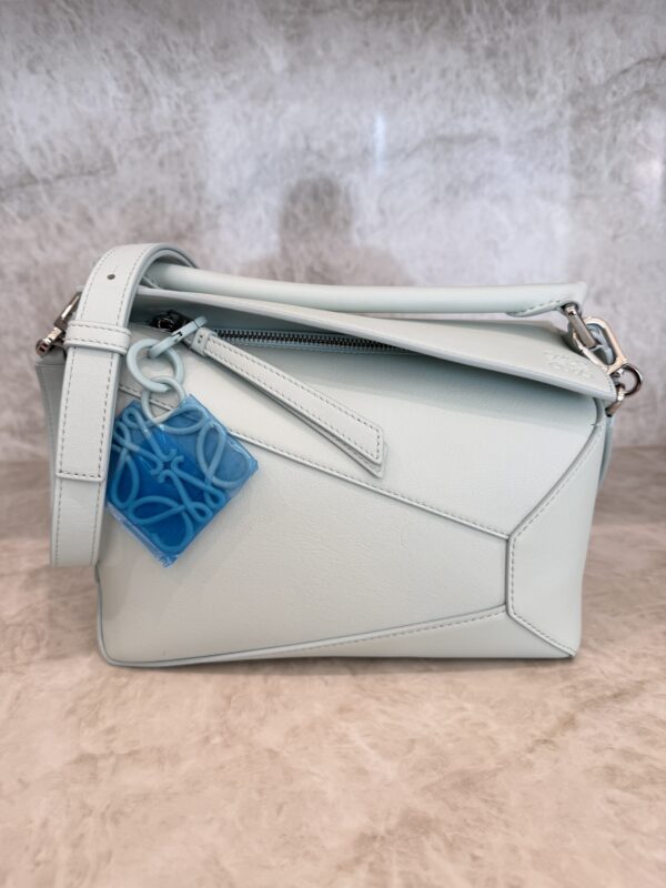 Loewe Calfskin Small Puzzle Edge Bag Frozen Silver Hardware and Loewe Anagram Charm