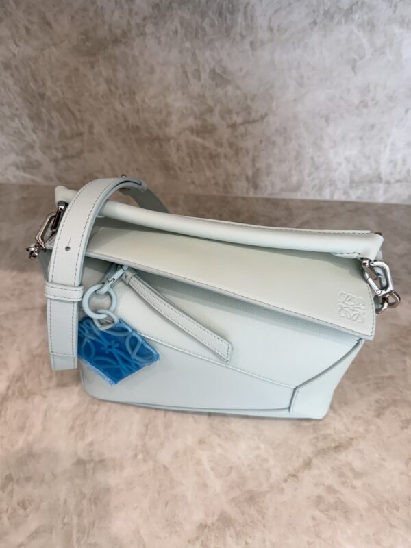 Loewe Calfskin Small Puzzle Edge Bag Frozen Silver Hardware and Loewe Anagram Charm