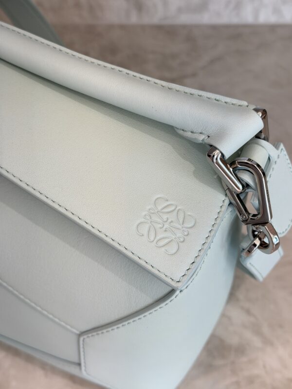 Loewe Calfskin Small Puzzle Edge Bag Frozen Silver Hardware and Loewe Anagram Charm