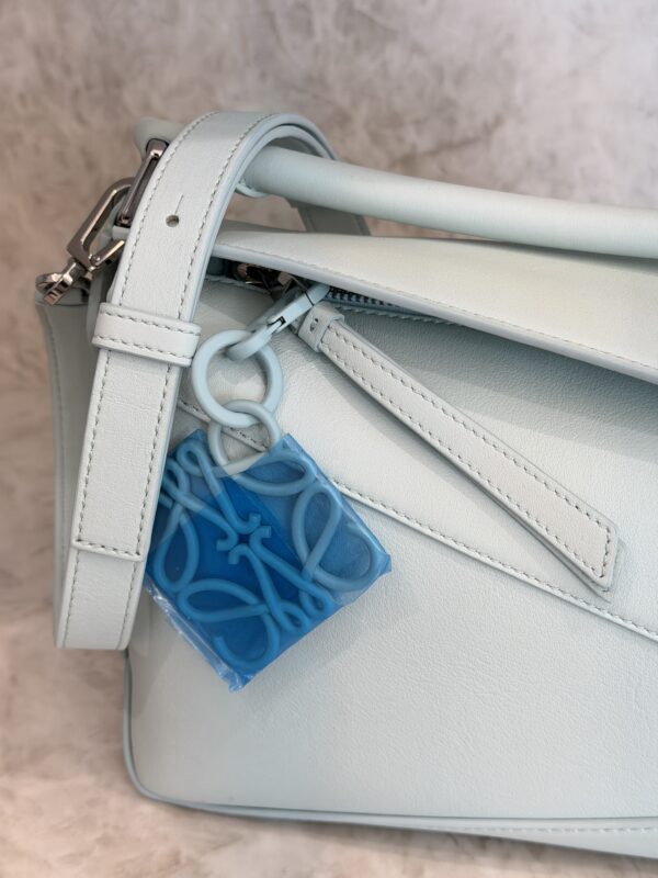 Loewe Calfskin Small Puzzle Edge Bag Frozen Silver Hardware and Loewe Anagram Charm