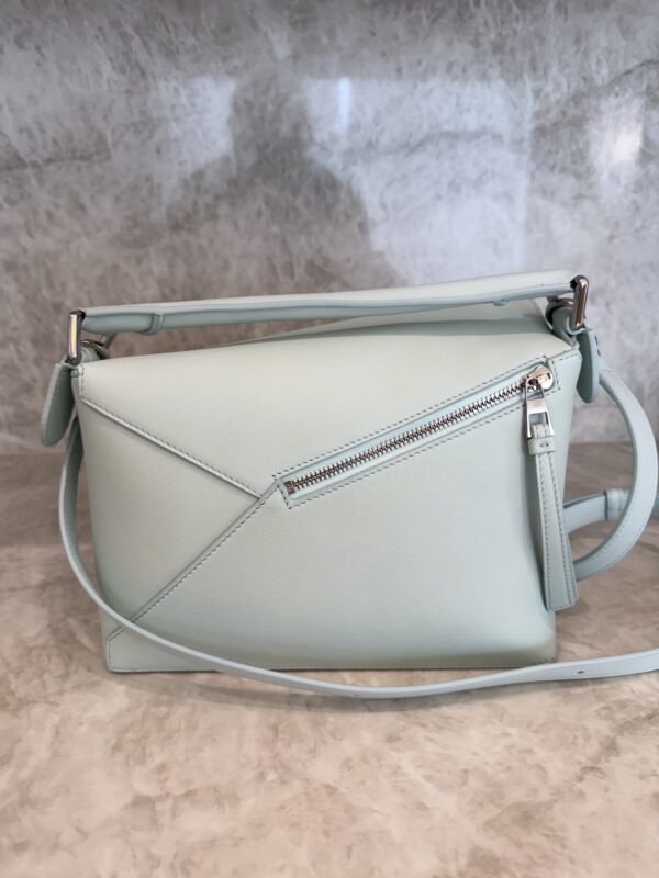 Loewe Calfskin Small Puzzle Edge Bag Frozen Silver Hardware and Loewe Anagram Charm