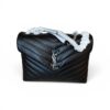 Saint Laurent (YSL) Calfskin Y Quilted Monogram Medium Loulou Chain Satchel Black and Silver Hardware