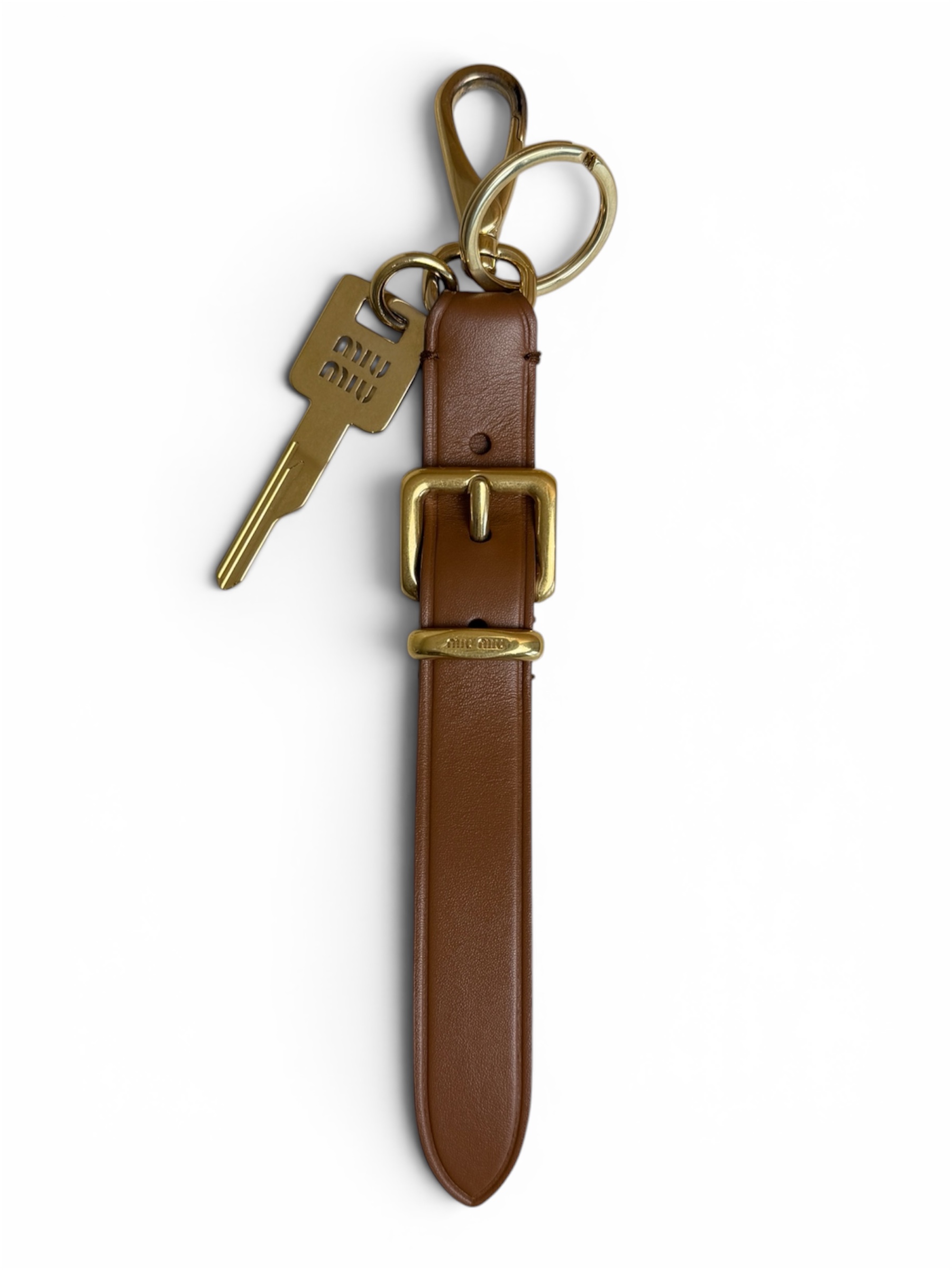 Miu Miu Cognac Leather Key Ring