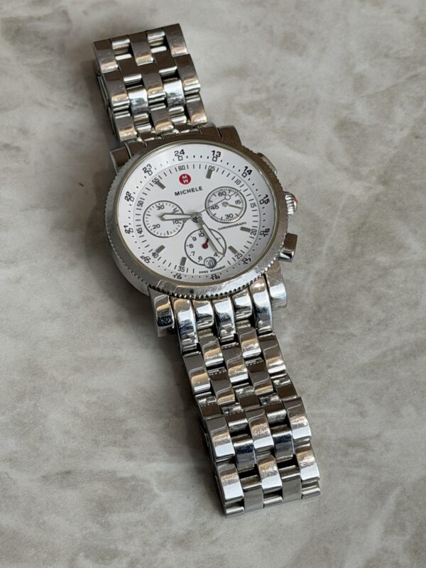 Michele Sport Sail Chronograph Stainless Steel 38mm White Chronograph Dial Watch