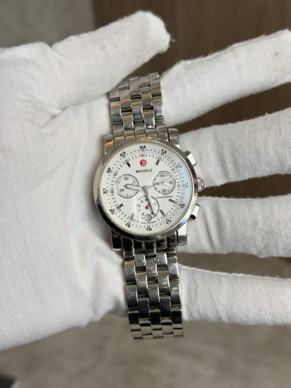 Michele Sport Sail Chronograph Stainless Steel 38mm White Chronograph Dial Watch