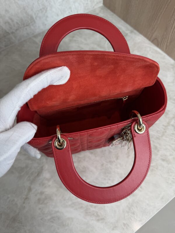 Christian Dior Lambskin Cannage Dioramour Heart Small Lady Dior Red
