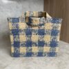 LOEWE Font Gingham Small Raffia Tote Bag
