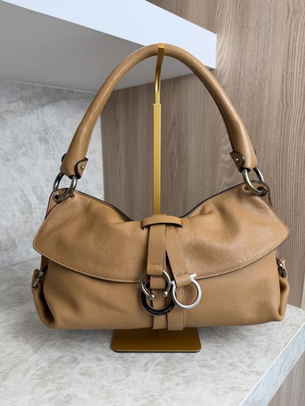 Salvatore Ferragamo Gancini Shoulder Bag Tan