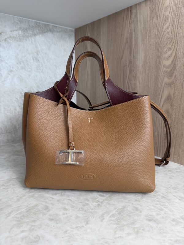 Tod's Mini Leather Tote Kenia Bordeaux