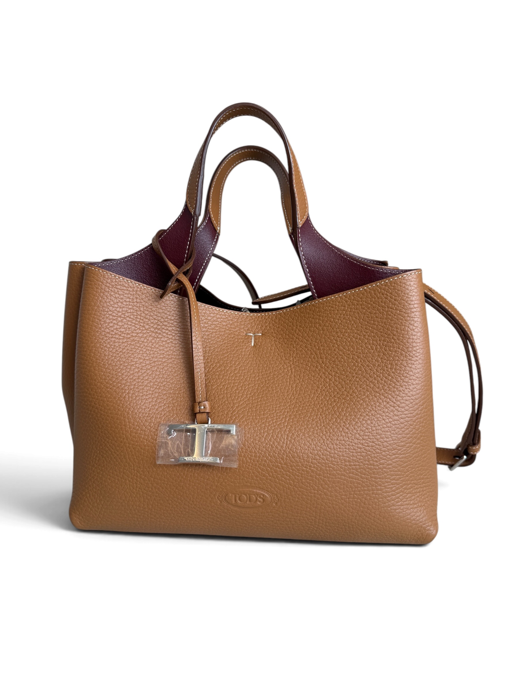 Tod's Mini Leather Tote Kenia Bordeaux