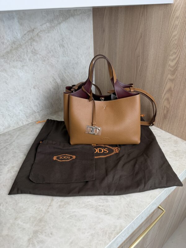 Tod's Mini Leather Tote Kenia Bordeaux