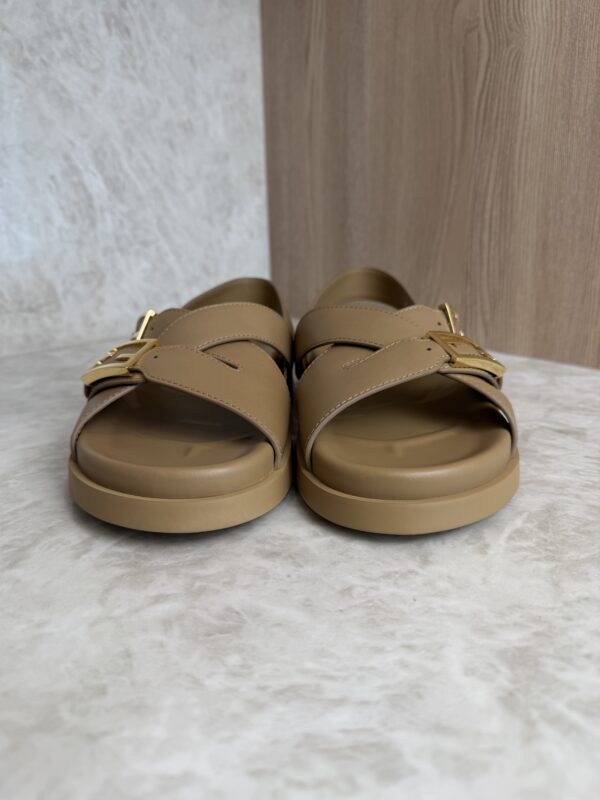 Fendi Black Leather Dad Sandals Size 38 Tan